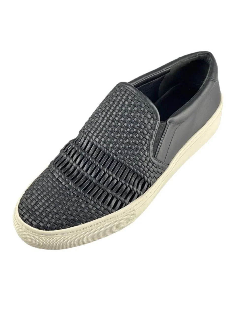 VIA SPIGA Shoes Women's Size 7 Black Woven Leather Loafer Flats